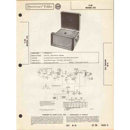 V-M model 155 4-speed record player phonograph Sams Photofact manual