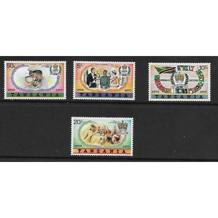TANZANIA 1977 SILVER JUBILEE 50c - 20s SG 218 / 221 SET 4 VALS M MINT