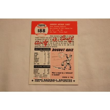 Andrew Andy Carey 1991 Topps 1953 Archives NO. 188