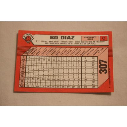 Bo Diaz 1989 Bowman TIFFANY NO. 307