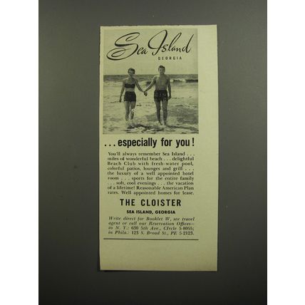 1952 The Cloister Hotel Ad - Sea Island Georgia ..especially for you