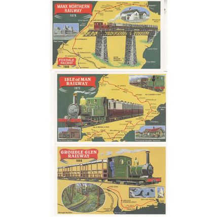 Isle Of Man Railway Manx Groudle Glen 3x Train Postcard s