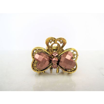 Small mini rose gold/copper tone metal heart hair claw clip
