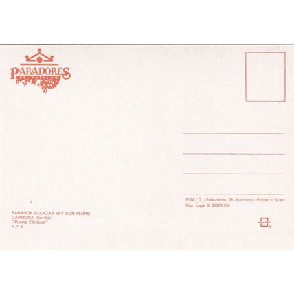 Parador Nacional Alcazar Rey Don Pedro Carmona Spain Postcard unused VGC