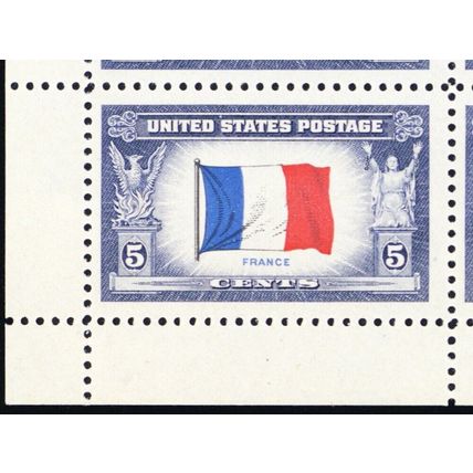 915b, 5¢ France Partial Reverse Printing of Flag Colors - SHEET - Stuart Katz