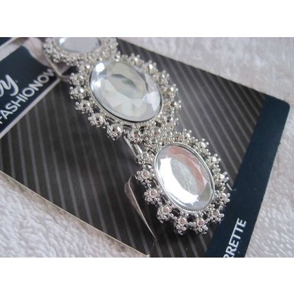 Goody Amelia Fashionow Rhinestone Diamond Fancy Metal Hair Barrette Silver Pewte