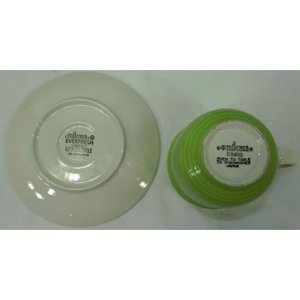 Mint Rare 1970s Mikasa Everfresh C8400 Sugar Cream 3 Coffee Cup Saucer Plate Set
