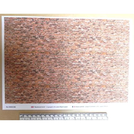 Papier brique - patiné - calibre G échelle 1:24 - feuille A4 (297x210mm