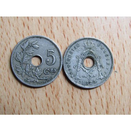 Belgium 1924 5 Centime Belgie (Dutch - Flemish Text) Coin