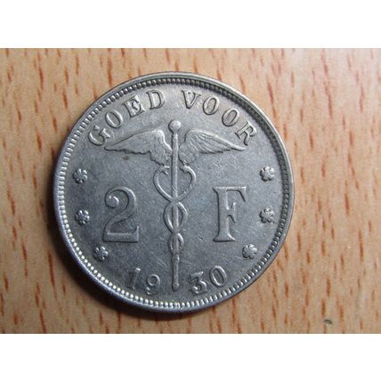 Belgium 1930 Overstruck 3 Over 2 2 Frank Belgie (Dutch - Flemish Text) Coin