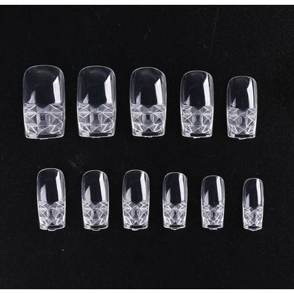 100 False Nails Square Press On 3D Mosaic Art Ballerina Full Cover Set fake