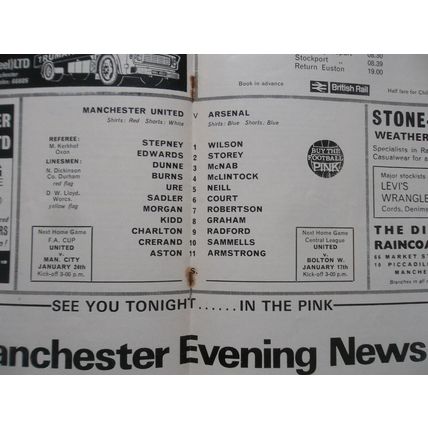 2 FOOTBALL PROGRAMMMES MANCHESTER UNITED REVIEW 1969-70 ARSENAL 1984-5 WATFORD
