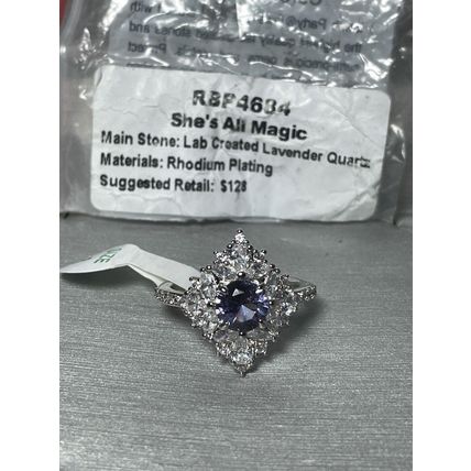 NIB She's All Magic LC Lavender Quartz W/Rhodium Pl Band Sz8 RBP4684 SRP$128