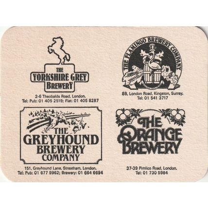 BEER MAT - GREYHOUND BREWERY - VARIOUS - (Cat No 002) - (1989)
