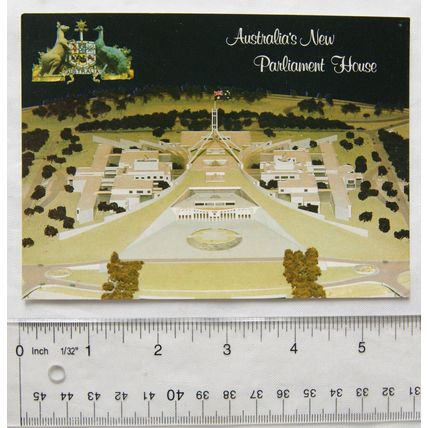 1980s postcard Model of Australias New Parliament house, Canberra