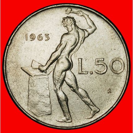 Ⰶ NUDE VULCAN (1954-1989): ITALY★ 50 LIRAS 1963R! DISCOVERY★LOW START★NO RESERVE