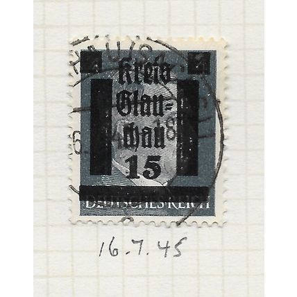 GERMANY 1945 LOCAL SURCHARGE GLAUCHAU 15Pf 4Pf HITLER SAXONY USED DATED 16.7.45