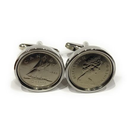 Premium 2015 Canadian Dime for a 10th Tin Wedding Anniversary cufflinks