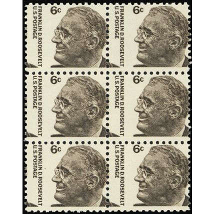 1284, Misperforation Error Makes For Nice Change of Design Block/6 - Stuart Katz