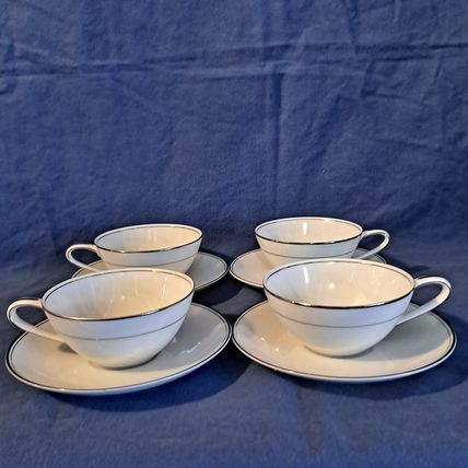 Vintage Lot 8 NORITAKE Fine China BESSIE 5788 SAUCERS & CUPS Tea Coffee Japan