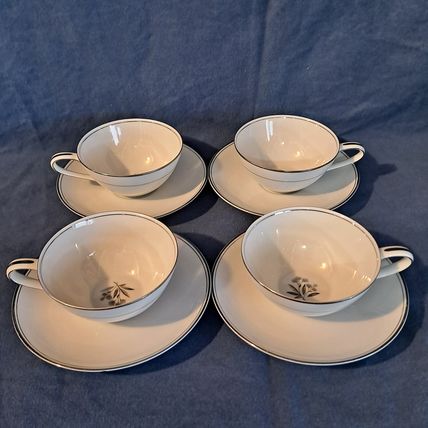 Vintage Lot 8 NORITAKE Fine China BESSIE 5788 SAUCERS & CUPS Tea Coffee Japan