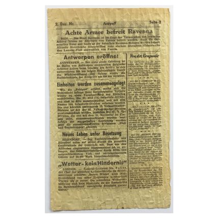 WW2 American Artillery Shell Propaganda Leaflet. - Feldpost No. 7. - 1944.