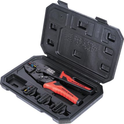 Klein Tools 3000CRKIT Ratchet Crimping Tool Set, (4) Interchangeable Dies for He