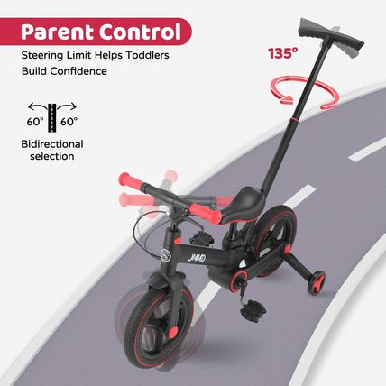 JMMD Toddler Bike with Push Handle for Kids 18-60 Months, 6 in 1 Foldable Push B