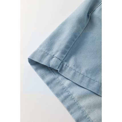 Beau Blue Washed Chambray Drawstring Elastic Waist Plus Size Shorts