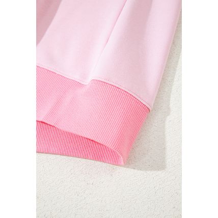 Bonbon 2-tone Color Block Patchwork Drop Shoulder Sweatshirt