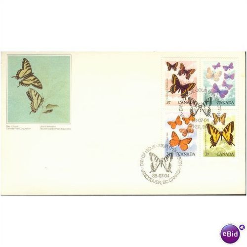 Canada FDC 1988 - SG 1296-1299 - Canadian Butterflies