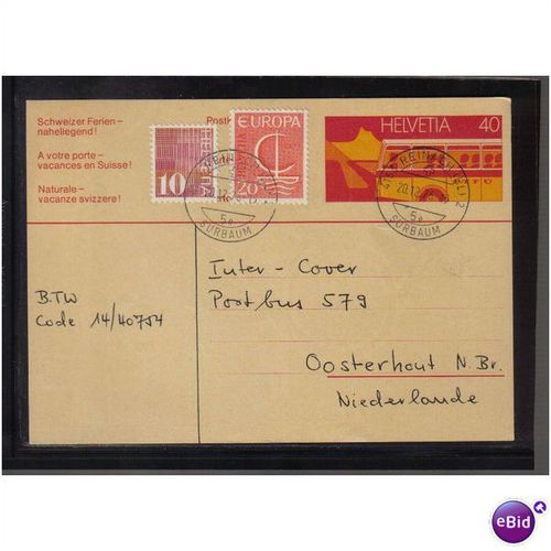 1976 SWITZERLAND P/PAID PC UPRATED REINACH (BL)2 PMK