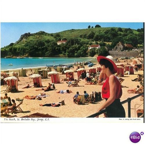 Vintage J Hinde postcard - The Beach, St. Brelades Bay, Jersey - 2J25