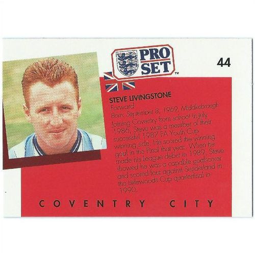 1990/1991 Pro Set Footbal - #44 - Steve Livingstone