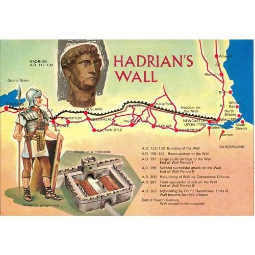 Vintage Dennis & Sons Ltd. Postcard - Hadrian's Wall, Northumberland