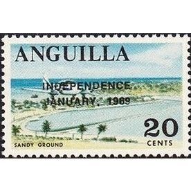 Anguilla 1969 Independence 20c Aircraft Sandy Ground Mounted Mint MM Sc 61 stamp