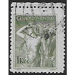 Mi 850: 1 Kč grey-olive Definitive Stamp: Professions: Farmer's Wife