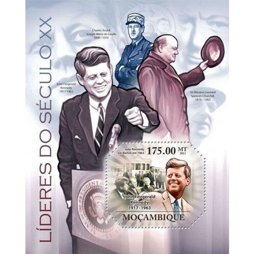 MOZAMBIQUE 2011 SHEET MNH DE GAULLE JFK KENNEDY WINSTON CHURCHILL LEADERS 3A