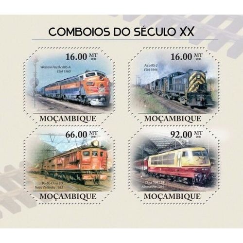 MOZAMBIQUE 2011 SHEET MNH CENTURY TRAINS TRENES 3