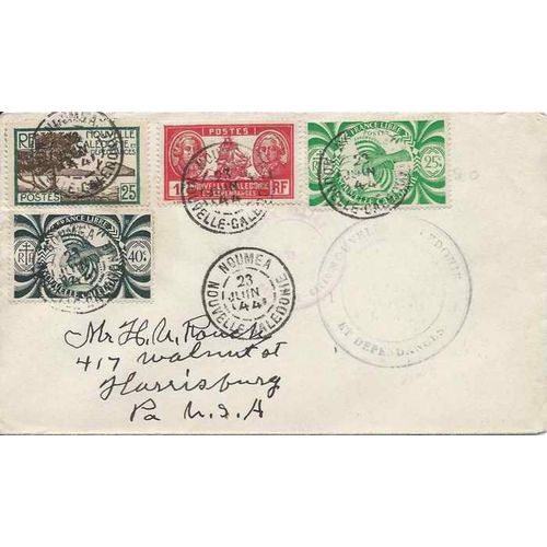 New Caledoniea Noumea to USA 1944 CENSORED
