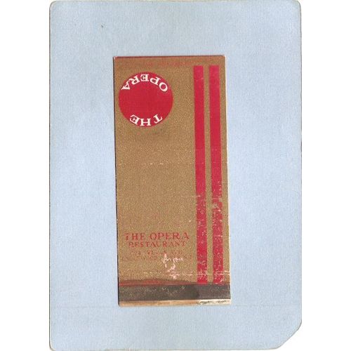 New Jersey Englewood Cliffs Matchcover The Opera Restaurant 434 Sylvan Ave~3136