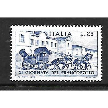 ITALY 1969 25L BLUE 1903 MAIL COACH SG 1250 M / MINT