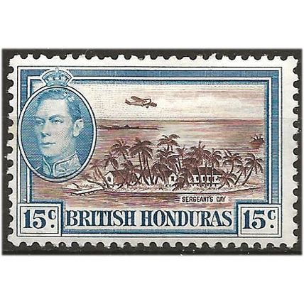 British Honduras 1938 SG156 15c Brown & Light Blue Mounted Mint . .. .