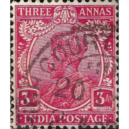 INDIA, King George V, Imperial Crown of India, red 1932, 3anna