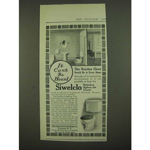 1912 Trenton Potteries Siwelclo Toilet Ad