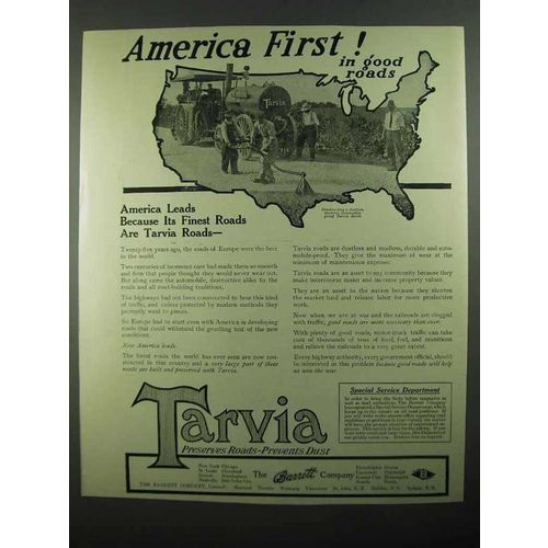 1918 Barrett Tarvia Ad - America First! In Good Roads
