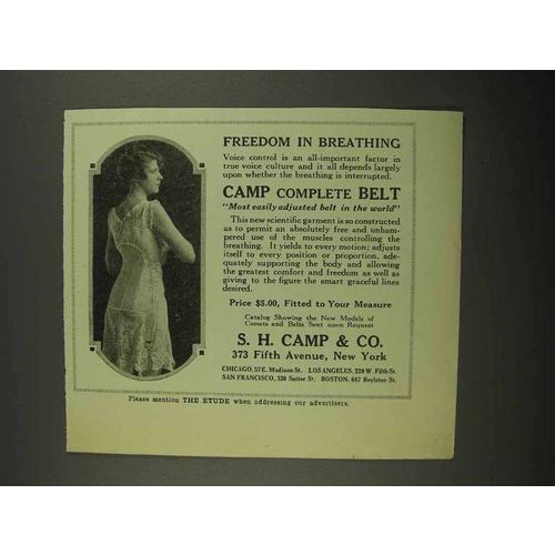 1916 S.H. Camp Complete Belt Ad - Freedom in Breathing