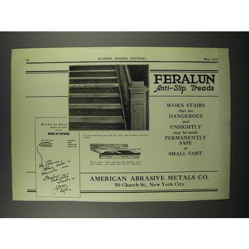 1929 American Abrasive Metals Feralun Treads Ad