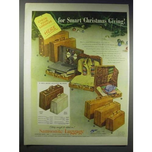 1948 Samsonite Luggage Ad - Vanity O'Nite, Pullman