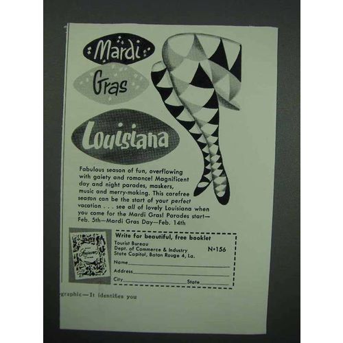 1956 Louisiana Tourism Ad - Mardi Gras
